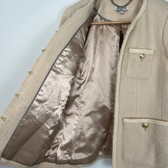 NWT J Crew Women's Size 4 Ivory Long Lady jacket Wool Blend Tweed Boucle BM556 - Picture 12 of 16